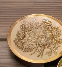 Set Of 10 in & 6 in Embossed Brass Plates Made In England