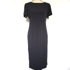 Vince Camuto Polka Dot Sheath Dress Sz Small Midi Rockabilly Retro Office Pinup