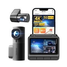 DDPAI 3 Channel Dash Cam 4K, 4K+2K+1080P Triple Dashcam, up to 15MB/s 5GHz Wi...