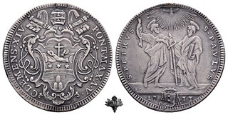 STATO PONTIFICIO Roma Testone 1773 RARO Papa Clemente XIV ARGENTO