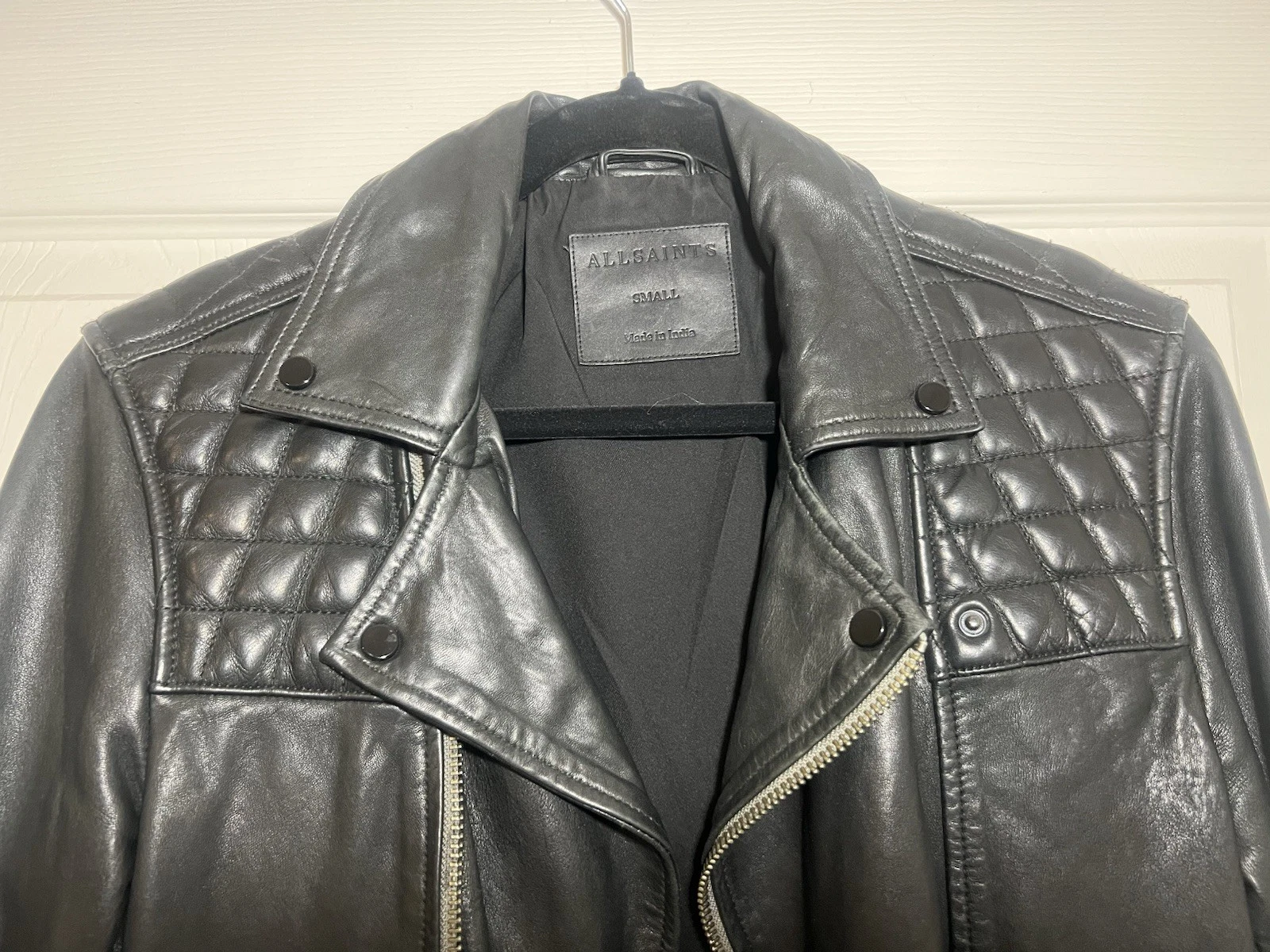 ALLSAINTS Conroy Leather Biker Jacket Black Size Small Men's Biker Motorcycle image 4
