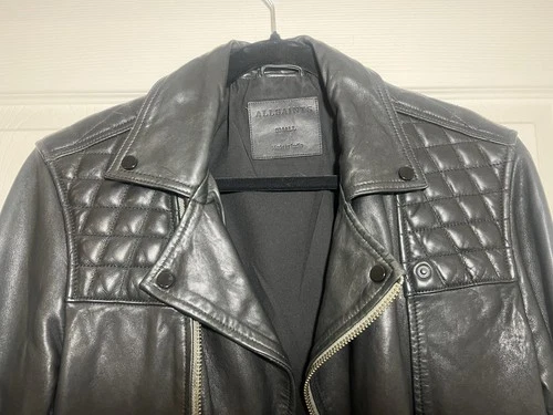 ALLSAINTS Conroy Leather Biker Jacket Black Size Small Men's Biker Motorcycle image 4