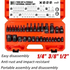 31x Torx Bit Socket Set, Star Bits w/ High Torque Marked for Automotive Mechanic