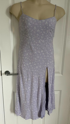 Jack Wills Kleid UK 12 Flieder Blumen Midi Cami Schlitz Sommer Cottagecore Party