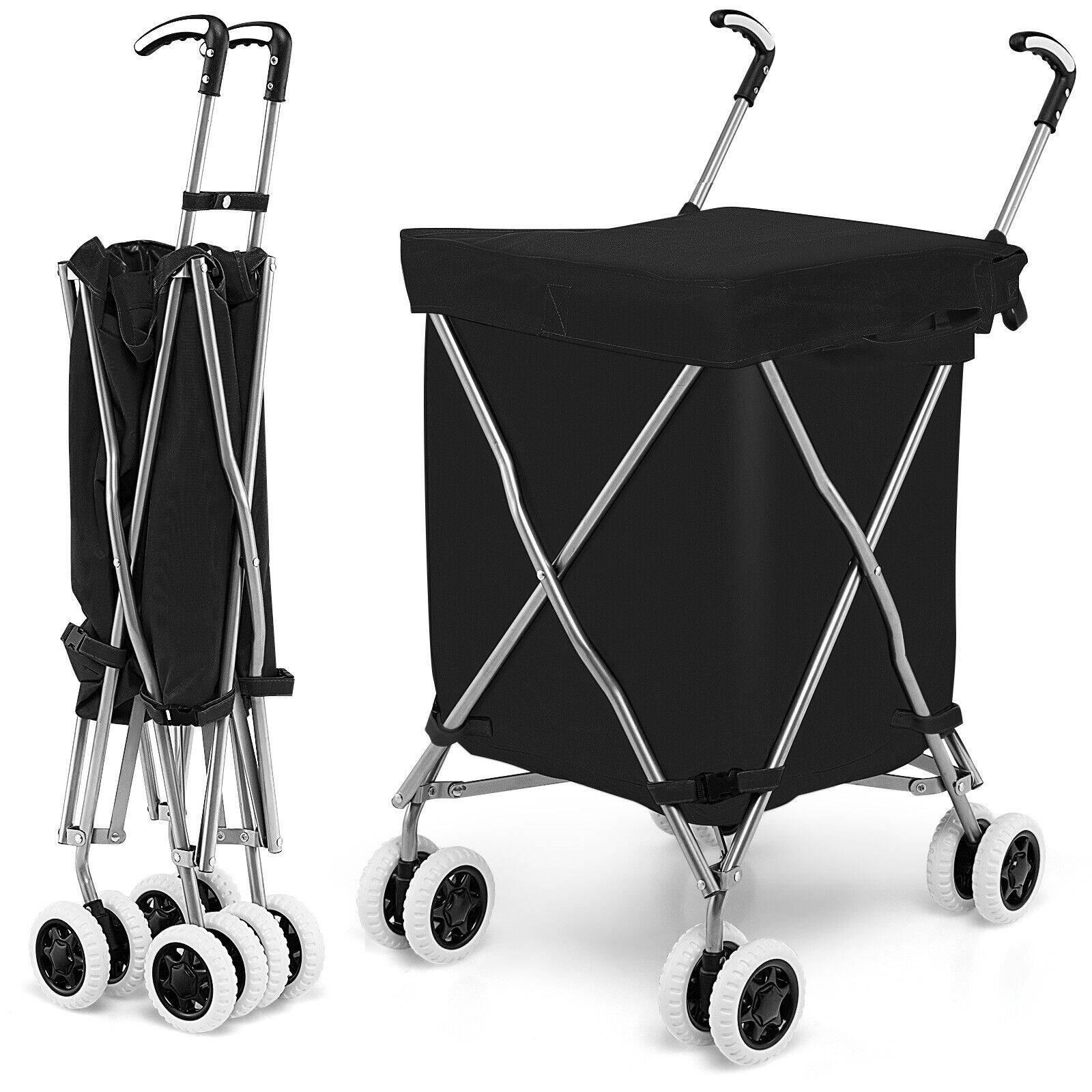 90L Waterproof Folding Shopping Cart Grocery Lightweight Shipping Utility Cart