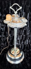 Vintage Art Deco Smoking Stand with Pink Ceramic Sand Dollar Ashtray on Brass Frame — listing 6