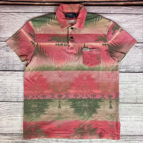 Vintage 1990s Polo Ralph Lauren Western Aztec Polo Shirt size Men's Medium