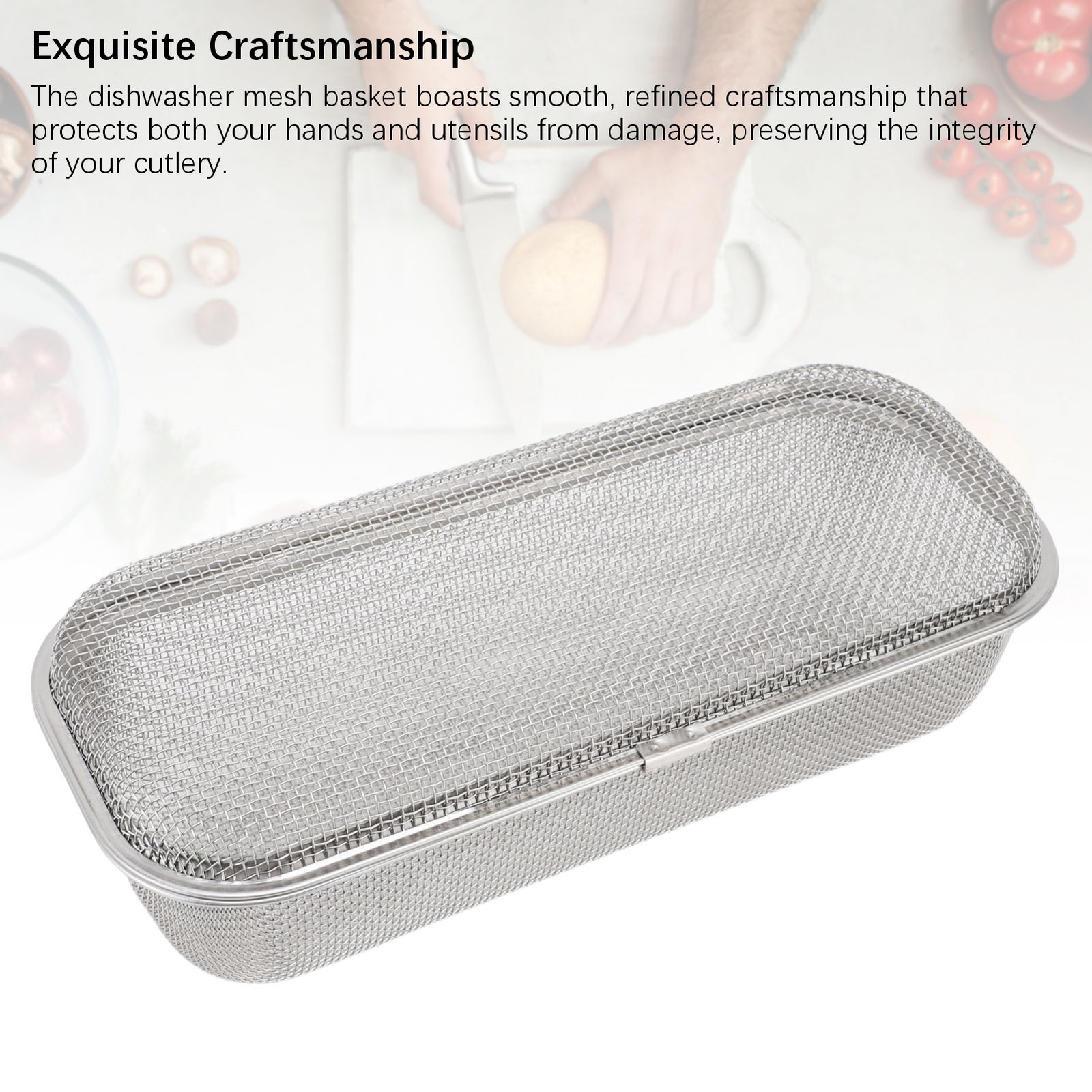 304 Stainless Steel Dishwasher Silverware Holder Mesh Drain Basket For Kitchen