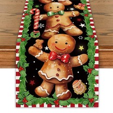 Christmas Table Runner 13 72 Inch Gingerbread Xmas Home Decor Gingerbread New Ye