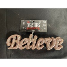 Hobby Lobby Glitter Script Word Ornament Blush "Believe" Pegged Decorative