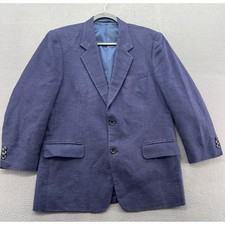 Dim Tex Blazer Mens Navy Blue Two Button Super 100s Italy Sport Coat Linen 42R