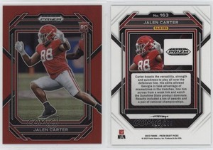 2023 Panini Prizm Draft Picks Red Prizm /299 Jalen Carter #163 Rookie RC