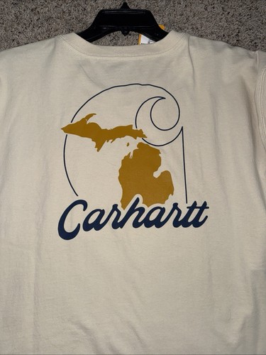 Camiseta Carhartt Michigan Para Hombre XL Calce Suelto Manga Larga Bronceada Ropa de Trabajo Pesada NUEVA - Imagen 4 de 4