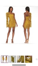 NWT For Love & Lemons Tiana Mini Dress Size XS In Yellow Lace Sheer Overlay