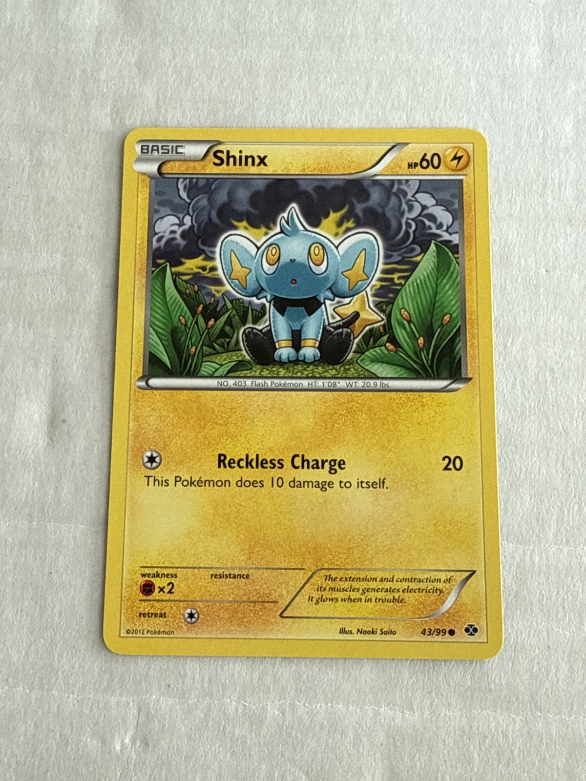 2012 Pokemon TCG Next Destinies Shinx (43) Common 43/99 LP