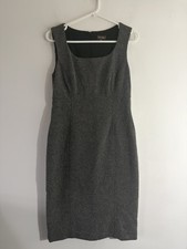 Phase Eight Dress Tweed Size 10 Grey Sheath Bodycon Sleevless Office Formal