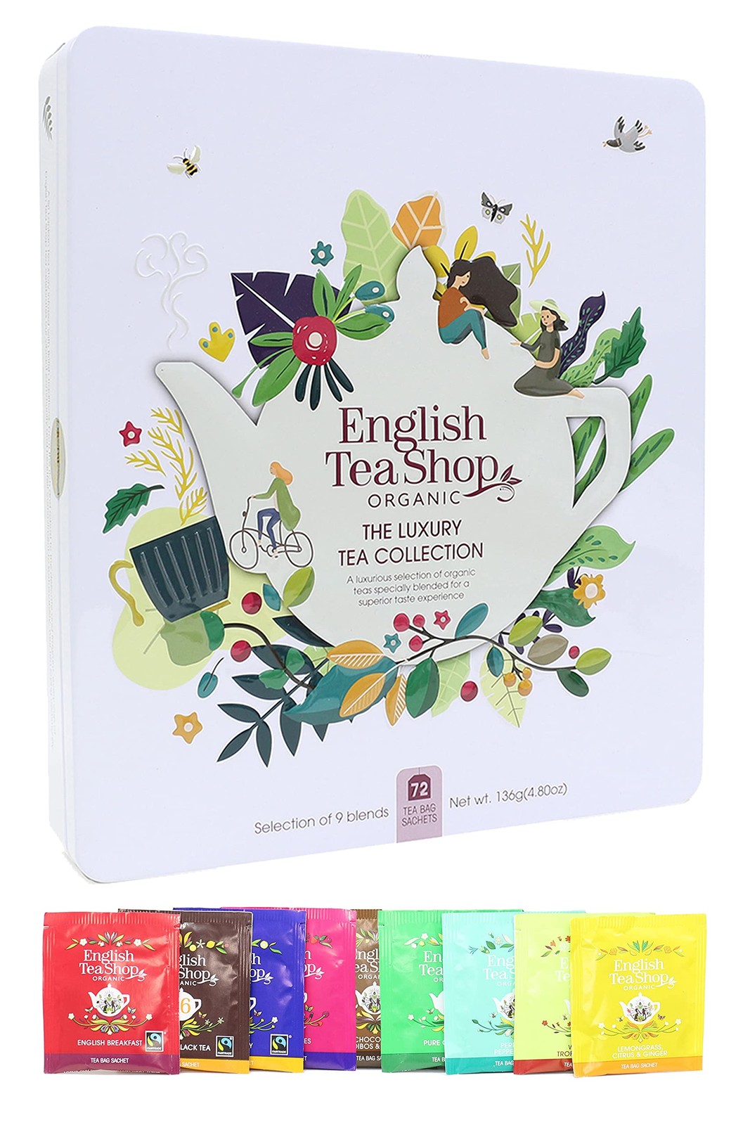 Shop Organic Luxury Gift Tin - 72 Tea Bag Sachets - 6 Differ