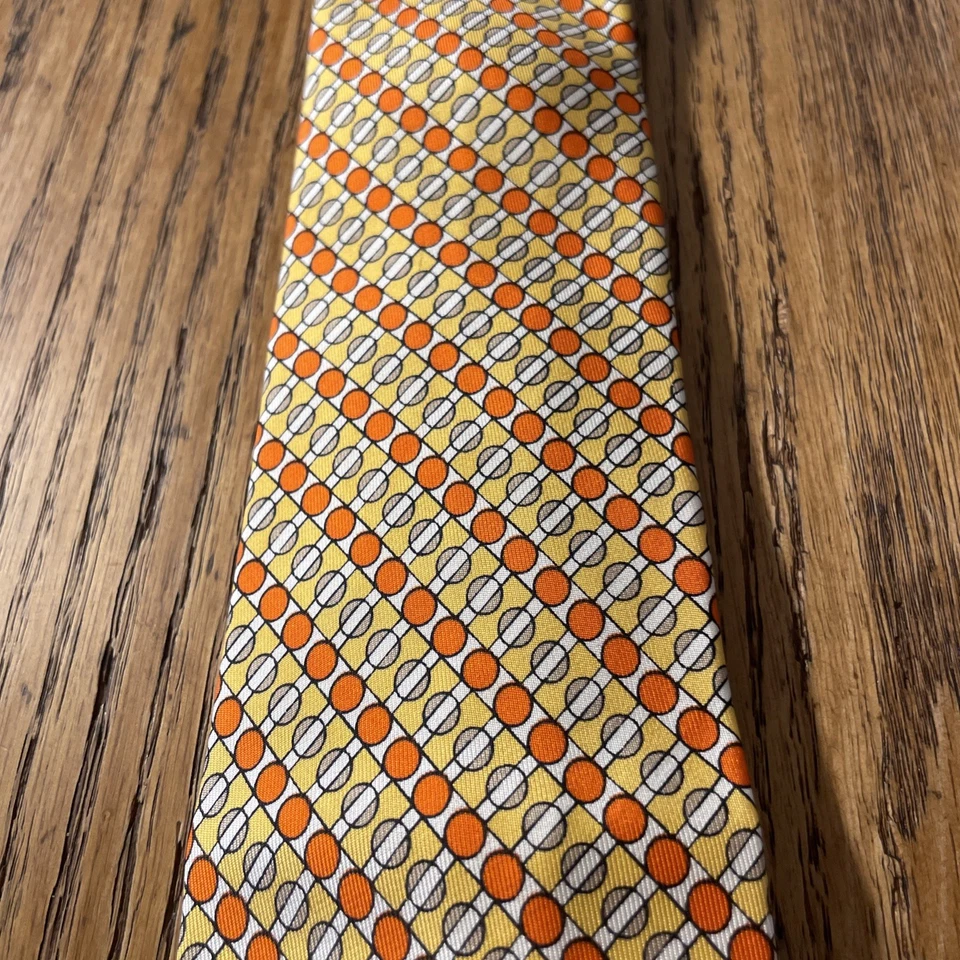 Gravata de seda vintage em excelente estado usado Emilio Pucci geométrica pop art feita na Itália - Imagem 3 de 4