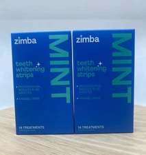 LOT OF 2 Zimba Teeth Whitening Strips 56 Strips Total Mint Flavored Exp 06/2026