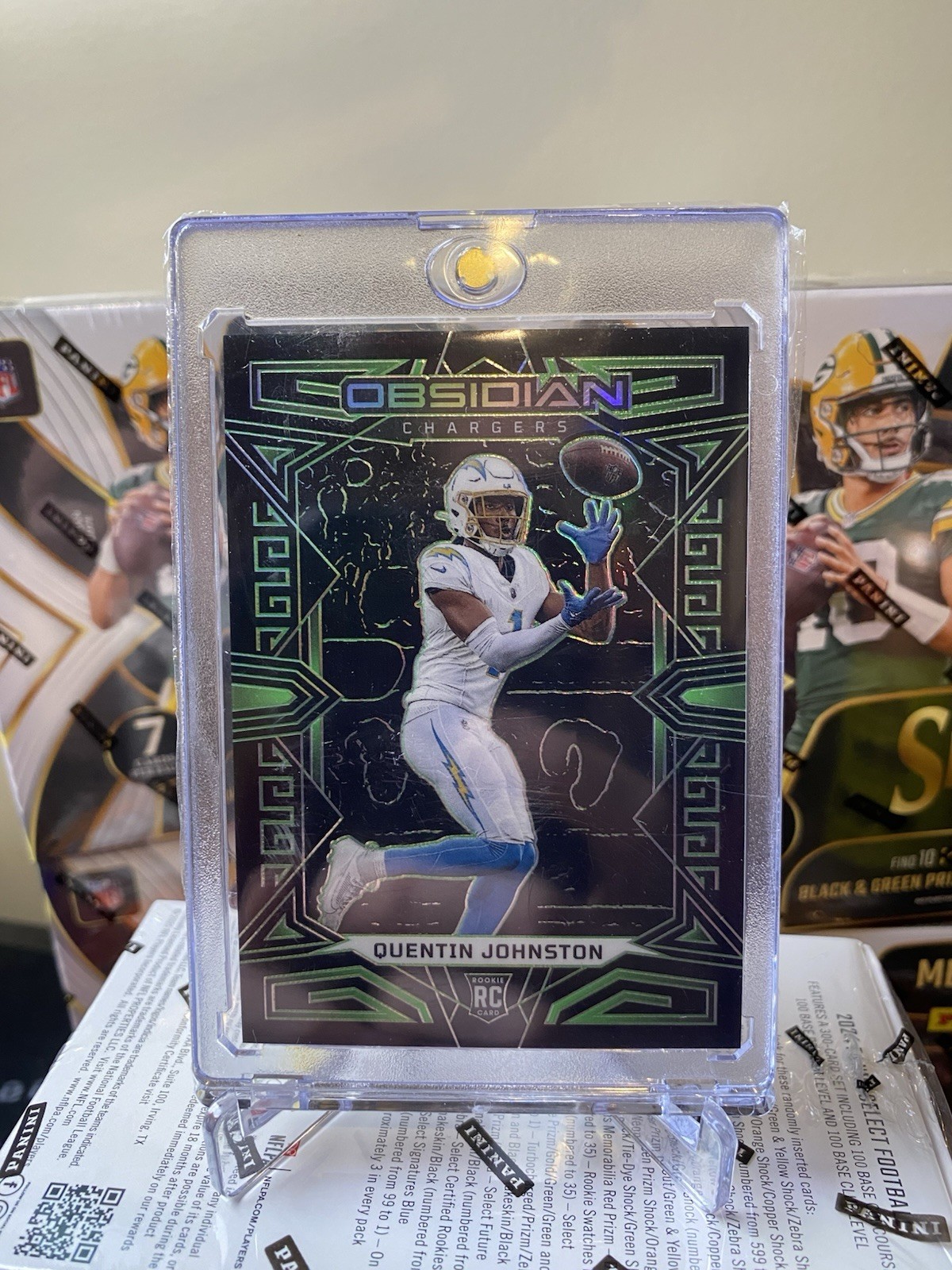 2023 Panini Obsidian QUENTIN JOHNSTON Electric Etch Green /25 RC Chargers