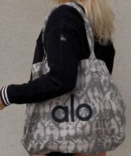 ALO Yoga Large Gray Tie Dye Canvas Tote Bag G...