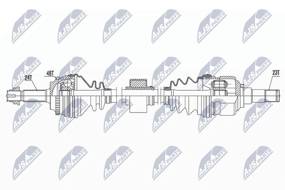 NTY Drive Shaft NPW-TY-176 For Toyota, Front Axle Right, 23/24 Teeth, 877 mm
