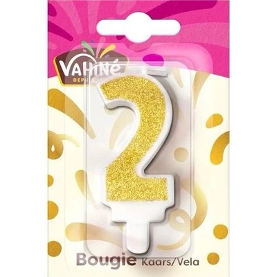 VAHINE bougie pour gâteau d'anniversaire chiffre 2 - Photo 1/2