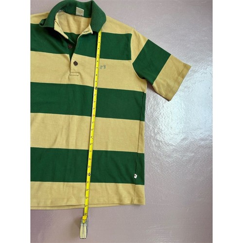 Hang Ten feet Herren Vintage gestreiftes Rugby Poloshirt gelb Größe Medium - Bild 5 von 6