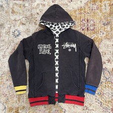 Vintage Reversible Stussy Zip Up Hoodie Polka Dot Size Small