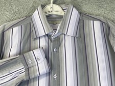 Ted Baker Shirt Mens XL Purple Stripe Long Sleeve Button Front Dress