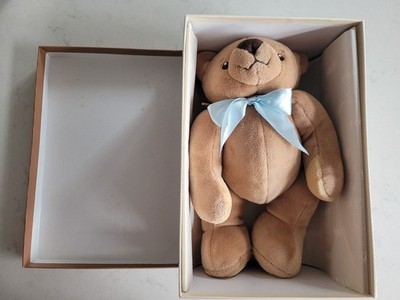 Tolo Toys Brown My First Teddy Bear Rassel 12'' 2005 - Stofftier Rassel blaue Schleife