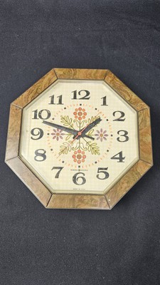 Vintage GE Electric Wall Clock  Hexagon Retro 2118-A Mid Century USA For Parts