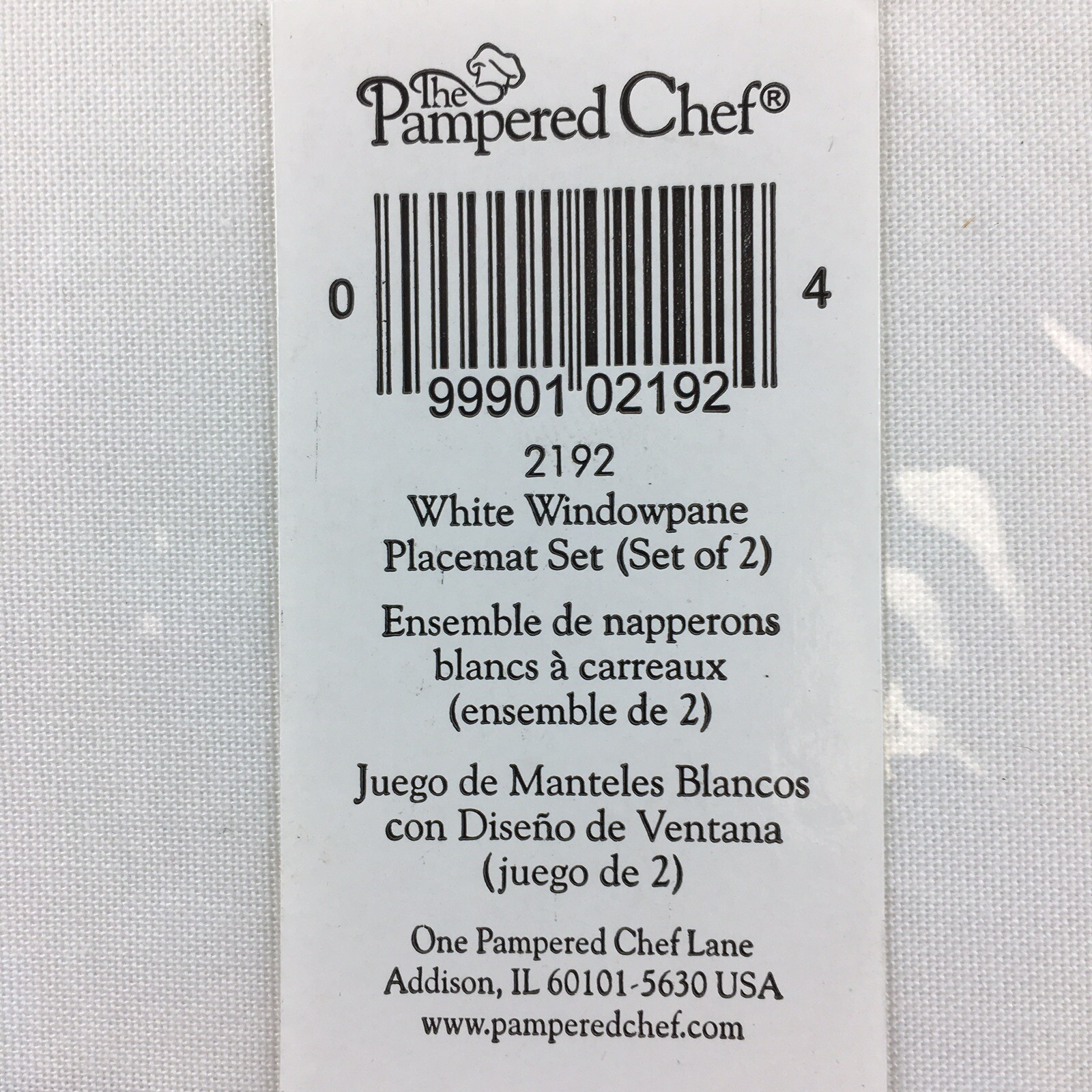 Pampered Chef White Window Pane Napkins (set of 2) & Place Mats (set of 2) New