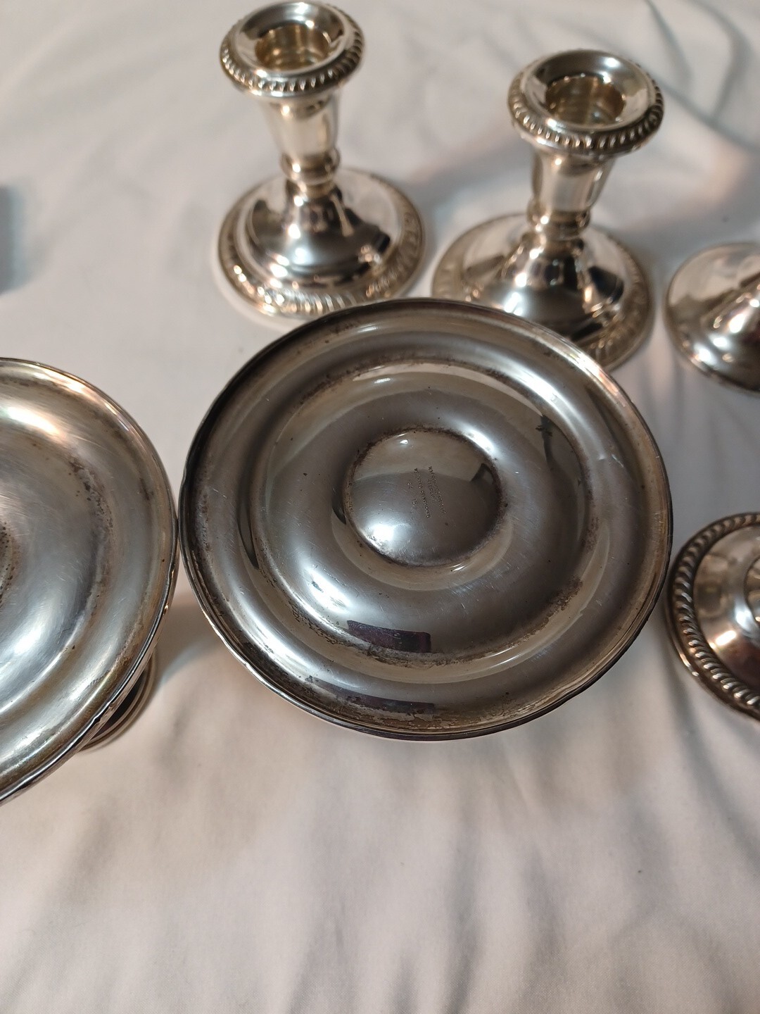 Lot Of 7 Sterling Dunchin, Whiting, Rogers Weighted Reinforced Candle Holders