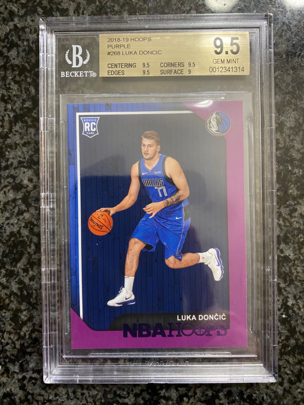 2018-19 Panini NBA Hoops Luka Doncic Purple Rookie # 268 BGS 9.5 Gem Mint