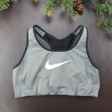 Nike Dri-Fit Sports Bra Size L Gray Wireless Unpadded Pullover