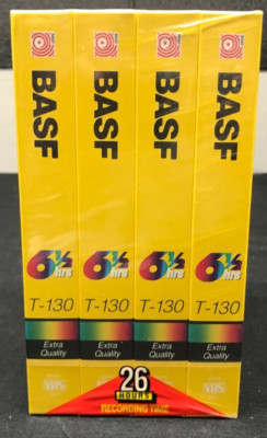 4-Pack BASF T-130 - Extra Quality 6.5 Hour Blank VHS Tapes - Brand New - Sealed