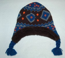 Toddler Girls WINTER HAT Knit SHERPA LINING Blue Black Orange ONE SIZE