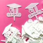 100 Vintage Girl Profile Graduation Cap Gown Cupcake Cake Topper Plastic Lot
