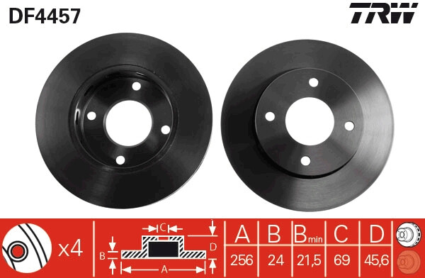 Disque de frein DF4457 TRW à haute dissipation thermique pour MITSUBISHI ventilé