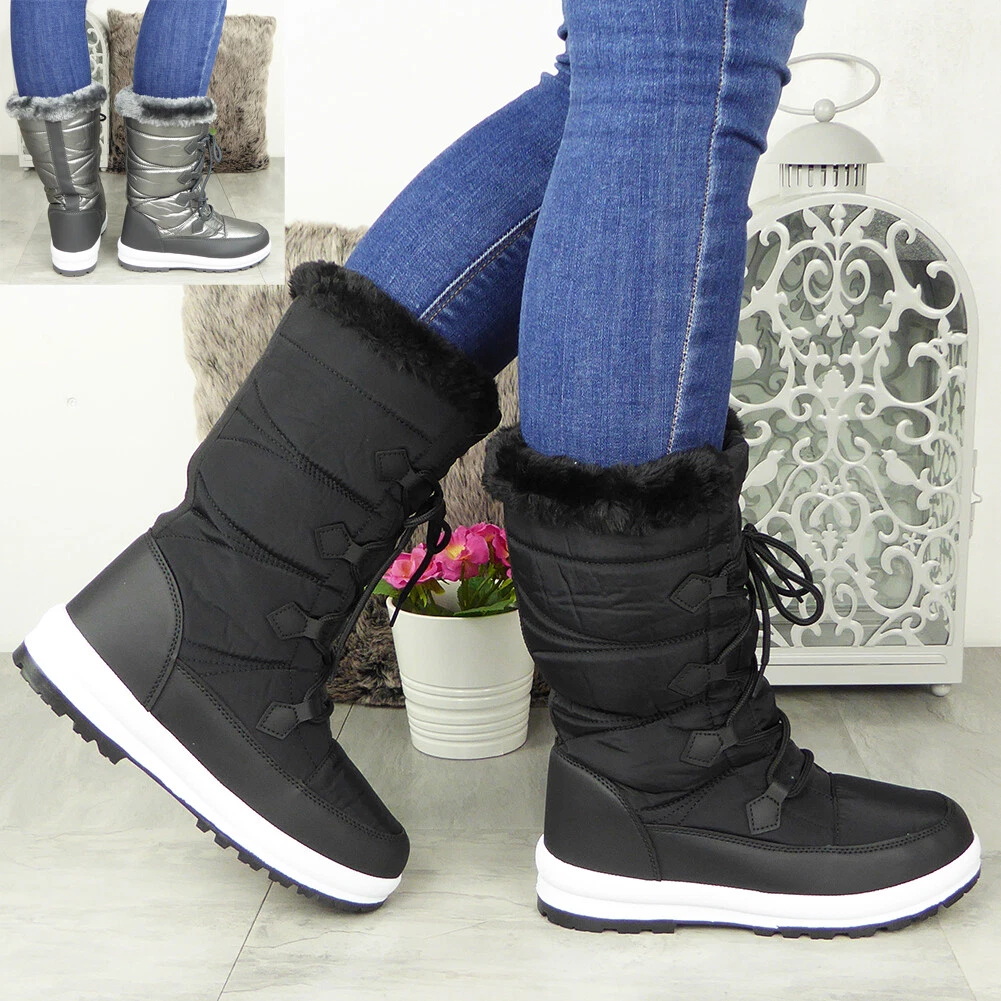 Snow Boots Ladies Shoes Womens Thick Sole Mid Calf Ankle Warm Fur Light  Rain Siz