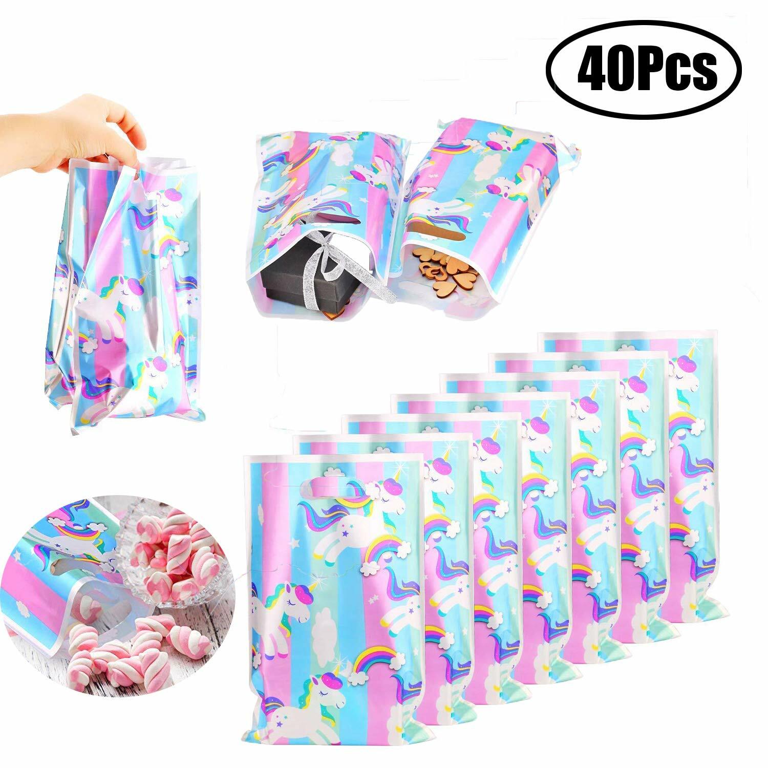 Leeq, Confezione da 40 sacchetti regalo con motivo con unicorni, per (i6U)