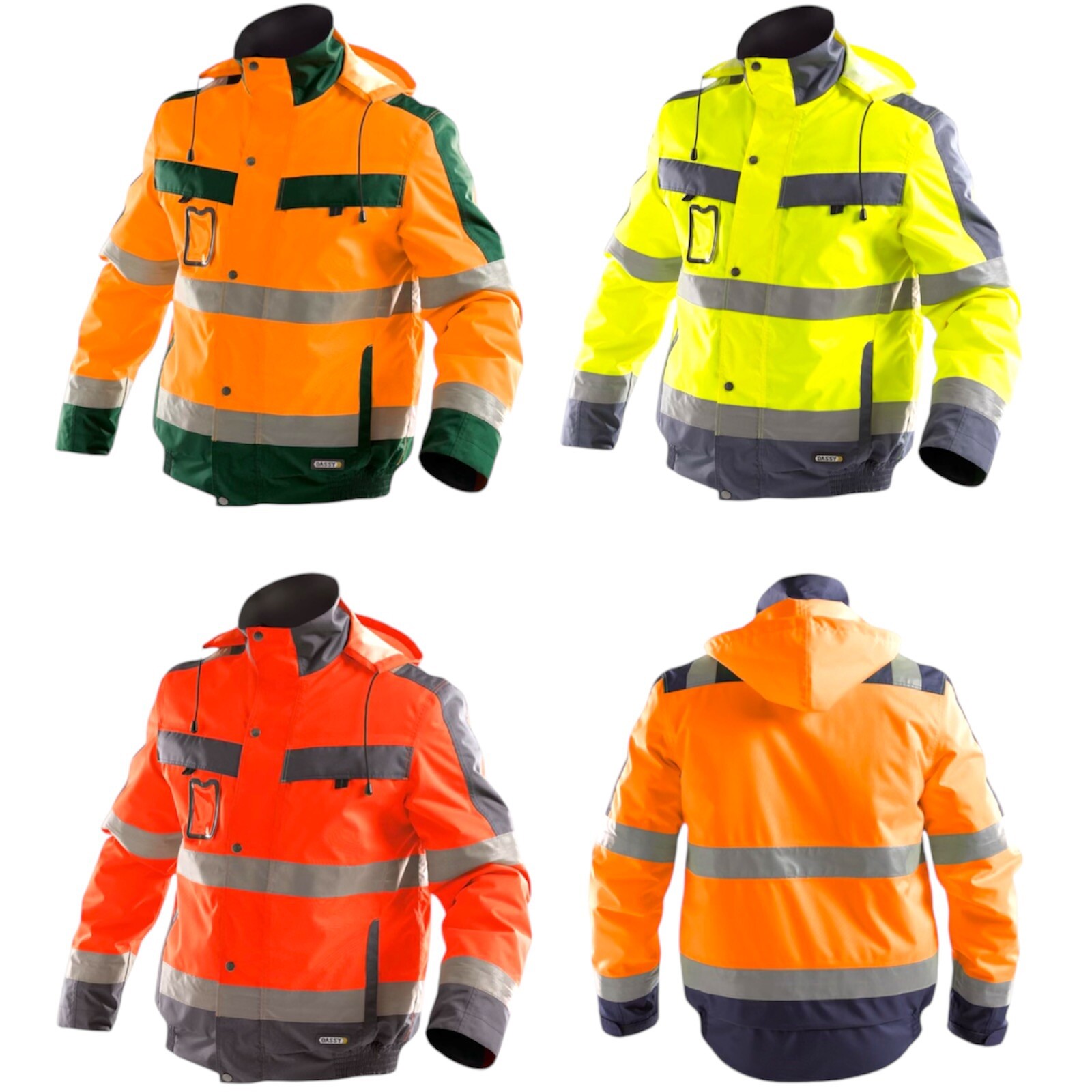 Giacca da lavoro uomo riflettente impermeabile calda invernale imbottita alta vis cappotto con cappuccio