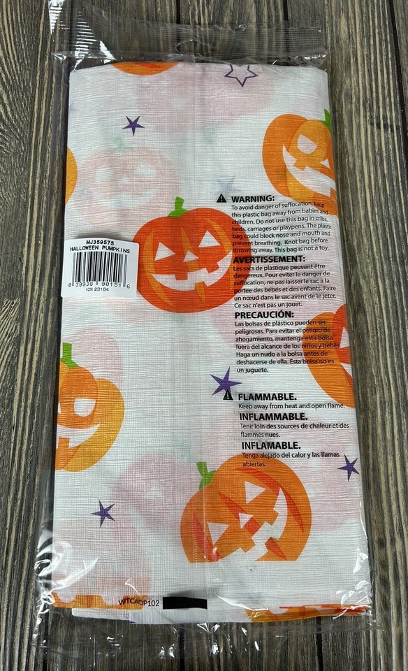 "Cubierta de mesa de papel de linterna Jack O calabaza blanca naranja creativa conversión 54"""  Foto 3 de 3