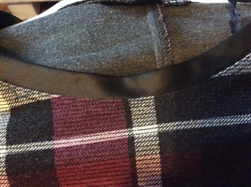 Madison Leigh Plaid LS Shift Pullover Stretch Dress Contrast Collar, Pockets 8 - Picture 5 of 8