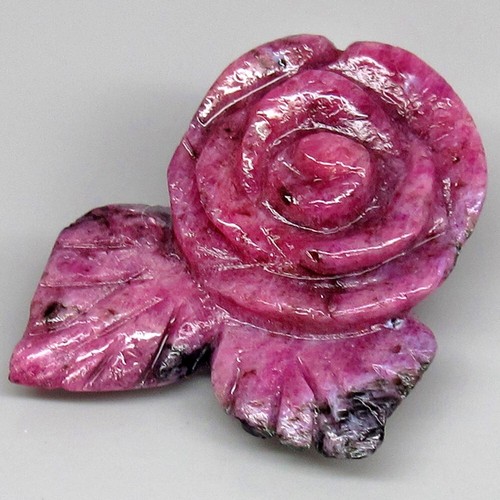 33.80ct.EXCELLENT! Top Pretty Rose Carving Unheated Red with Green Ruby Zoisite. - Picture 2 of 4