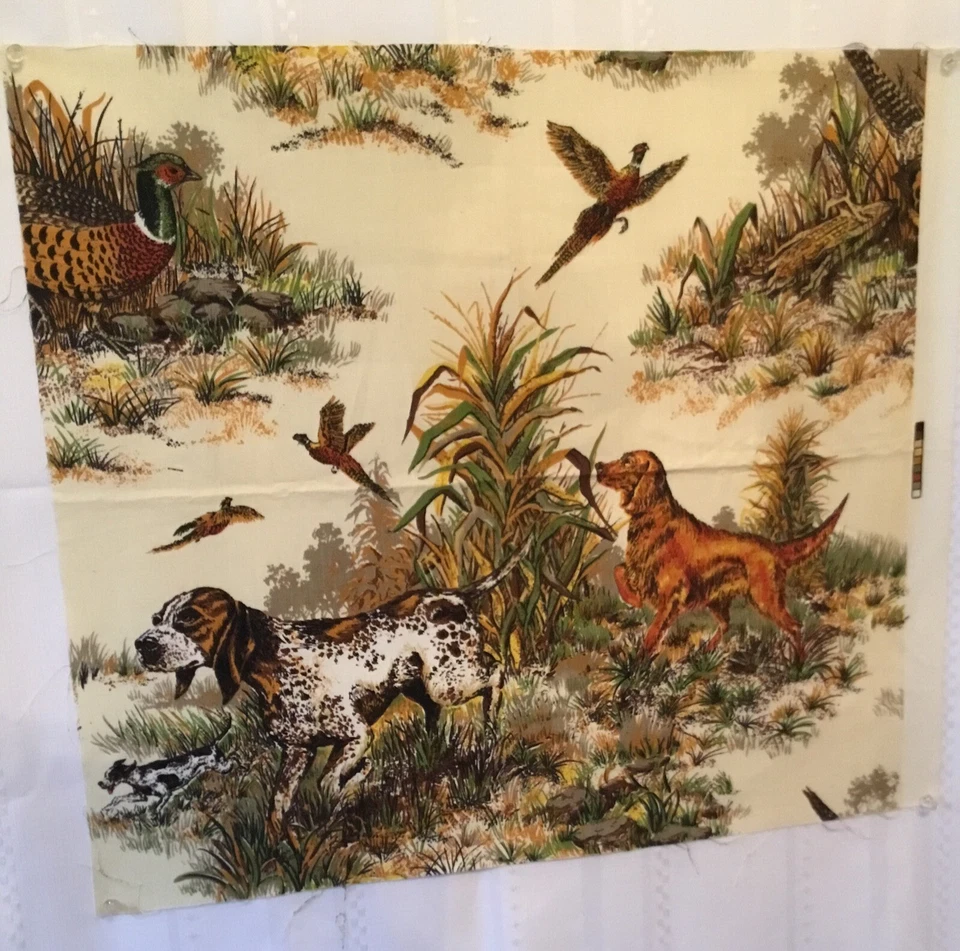 "Remanente de diseño de tapicería de algodón Bracco italiano escena de caza 25"" x 22""" Foto 2 de 3