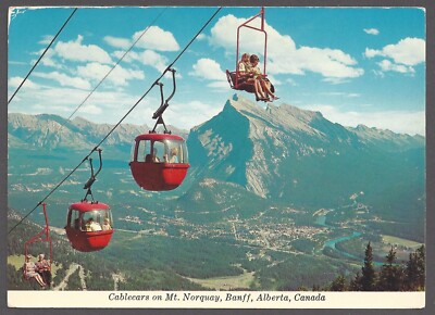 CABLECARS ON MT NORQUAY Postcard Banff Alberta Canada Rundle Mountain