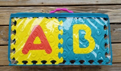 My B Toys Foam Kids Alphabet Interlocking Puzzle Mat (26 Tiles) NWOT w/ CASE