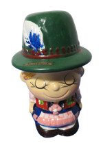 Vintage Hand Made Little Girl Piggy Bank Hand Painted 6.5" Tall Innsbruck